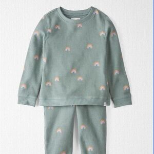 Little Planet Toddler Organic Cotton Waffle Knit Happy Rainbows Pajama Set